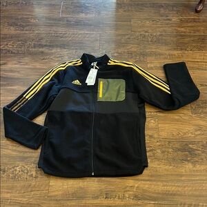 NWT Men’s Adidas Tiro Black Jacket with Bold Gold Highlights, Sz. Large